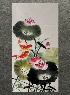 纯手绘墨香村花鸟画连年有余