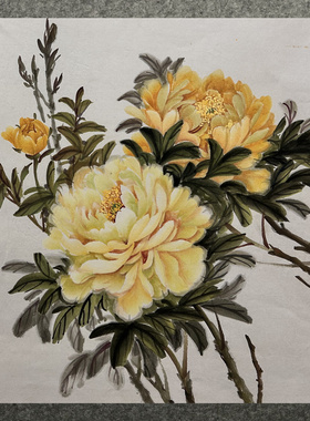 加厚宣纸国画花鸟画字画纯手绘六尺八开牡丹花开富贵MY5020101-8