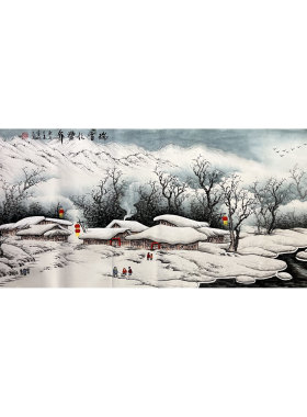 墨香村装饰国画酒店纯手绘小六尺山水画雪景瑞雪丰年MJ4200101-9