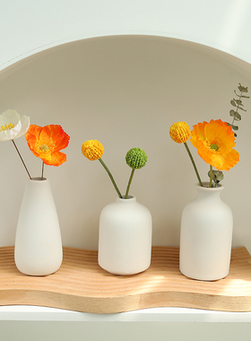 ins风陶瓷小花瓶素胚北欧白色干花瓶客厅桌面装饰摆件仿真插花器