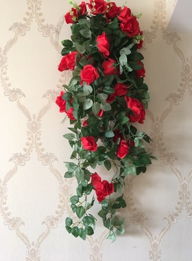 店面装饰空调管遮挡管道室内仿真假花藤条壁挂藤蔓吊兰客厅挂墙上