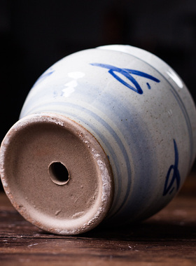 青花瓷多肉老桩花盆陶瓷个性特价清仓肉肉控根小盆手绘粗陶透气