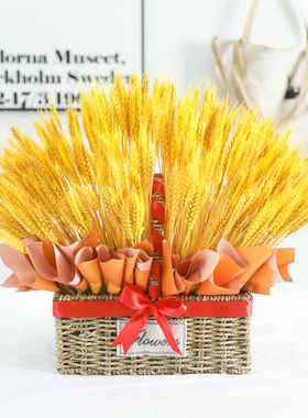 天然麦穗开业大麦花篮干花花束客厅摆件装饰布置拍摄道具插花花篮