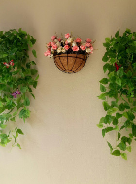仿真壁挂绿植挂墙假花藤条墙面塑料假叶子吊兰装饰树叶吊篮绿萝花