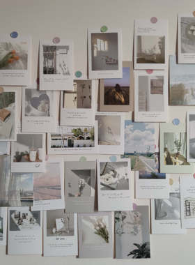 30张风景卡片贴画ins风复古装饰墙贴房间宿舍卧室背景墙艺术墙面