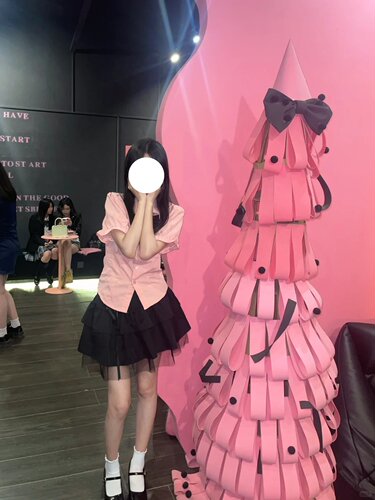 学院风JK制服套装裙女夏大码收腰衬衫上衣+显瘦百褶蓬蓬裙两件套 - 图3