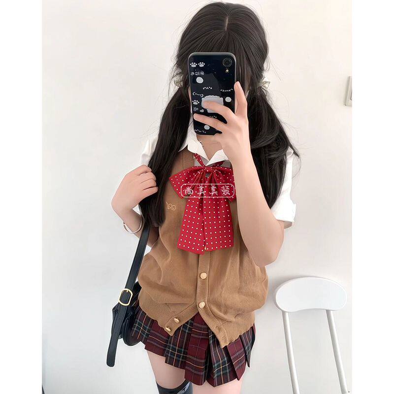 热销百搭款jk马甲背心v领套头毛衣日系学院软妹甜美多色叠穿上衣