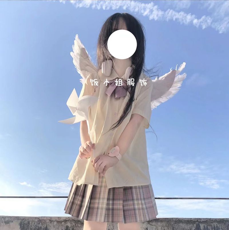 jk少女日系学院风娃娃领衬衫上衣百褶裙套装2024春夏季甜美制服