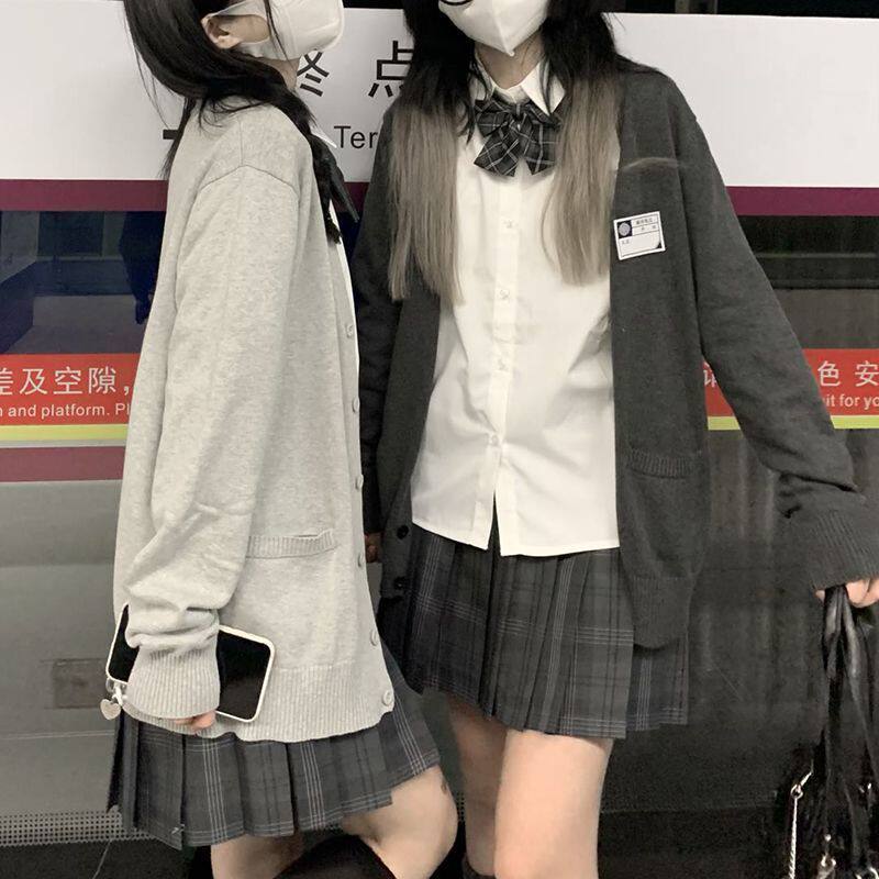 春秋日系原创JK制服毛衣学院风校供感针织开衫长袖宽松百搭外套女,淘宝优惠券,粉丝福利购,淘宝优惠卷