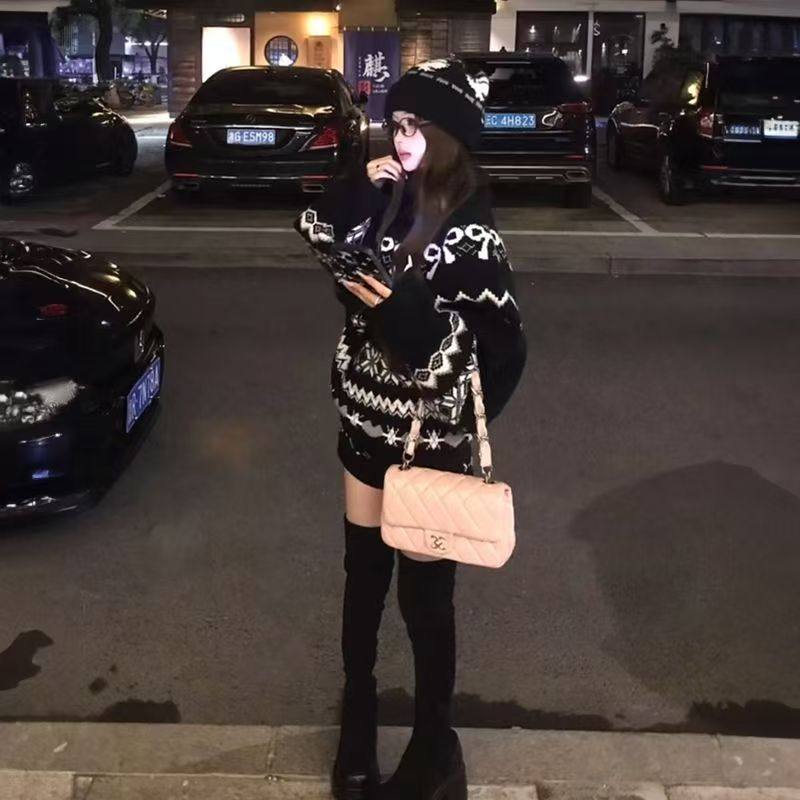 冬季氛围感穿搭高腰针织短裤女+加厚保暖高领费尔岛毛衣两件套装,淘宝优惠券,粉丝福利购,淘宝优惠卷