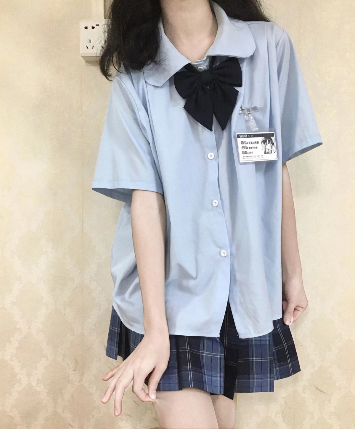 2024夏季新款日系短袖衬衫女学生学院风甜美上衣格裙JK制服套装-图0