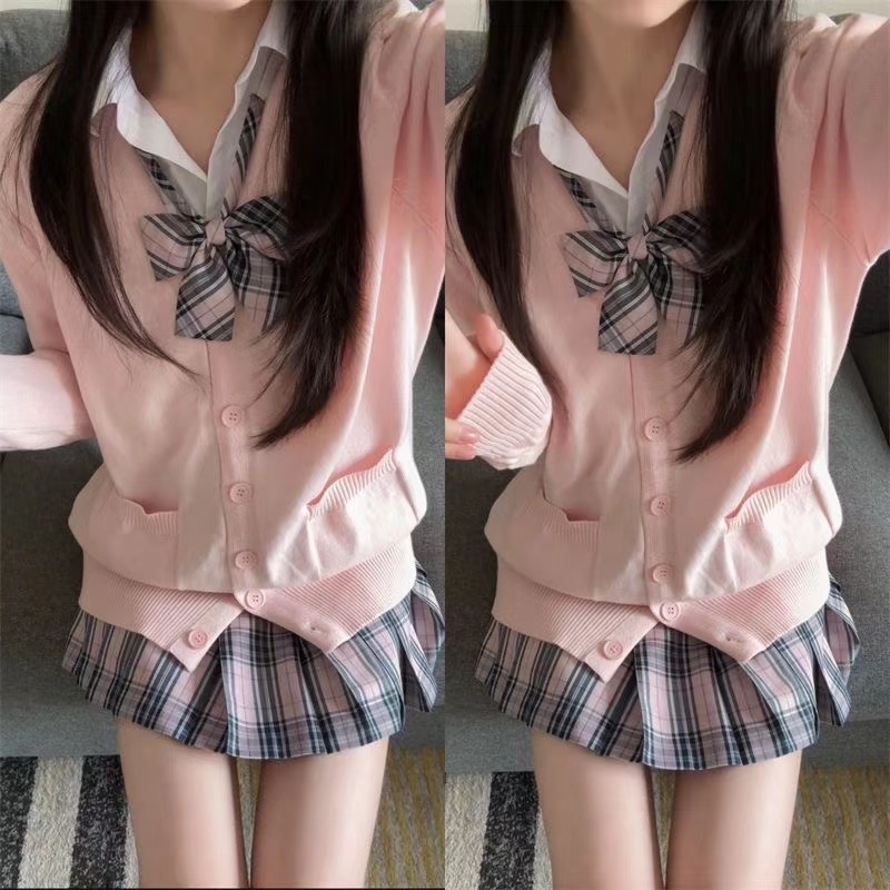 日系jk原创正版针织制服小个子春秋校供长袖毛衣开衫学院外套秋冬-图2