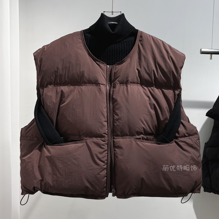 加厚短款羽绒服马甲女2024年冬季新款韩版宽松洋气圆领鸭绒外套潮