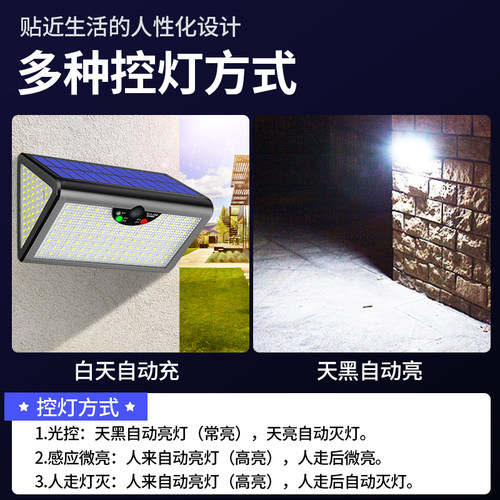 太阳能户外庭院灯家用花园超亮防水新农村路灯人体感应照明壁灯 - 图2