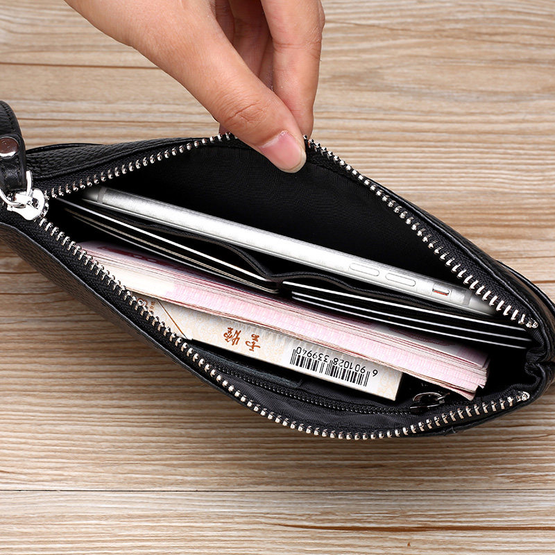 长款拉链男士牛皮青年时尚真皮钱包 路易贵族钱包