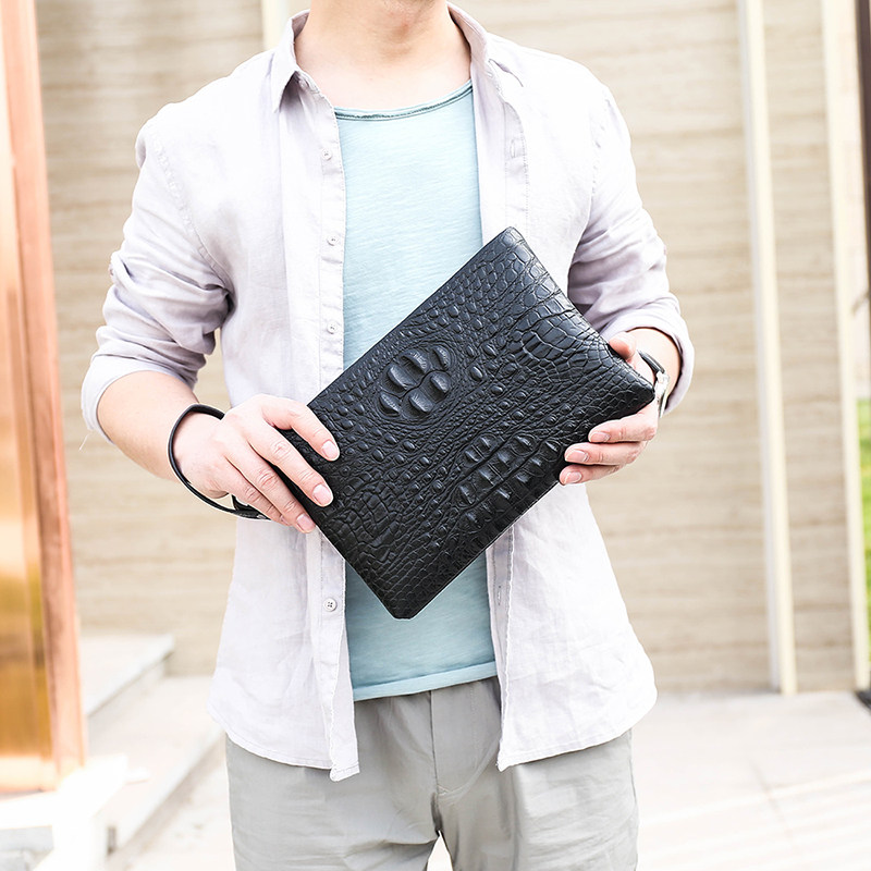 鳄鱼男真皮大容量青年商务牛皮夹包 路易贵族男士包袋