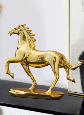 轻奢金色银色骏马雕塑装饰摆件