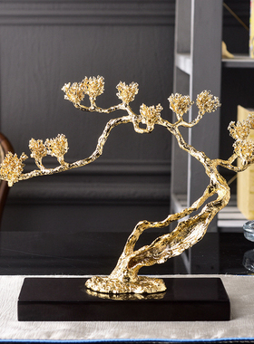 高档轻奢手工铸造金属植物摆件