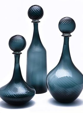 意式风玻璃瓶圆球形盖子装饰摆件