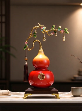 现代中式福禄金葫芦大象装饰摆件