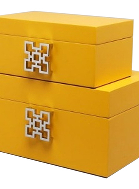 烤漆新中式轻奢现代样板房别墅卧室化妆台收纳装饰盒首饰盒子摆件