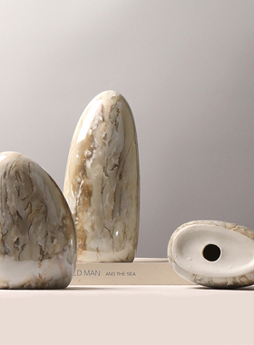 大理石贝壳纹陶瓷鹅卵石装饰摆件