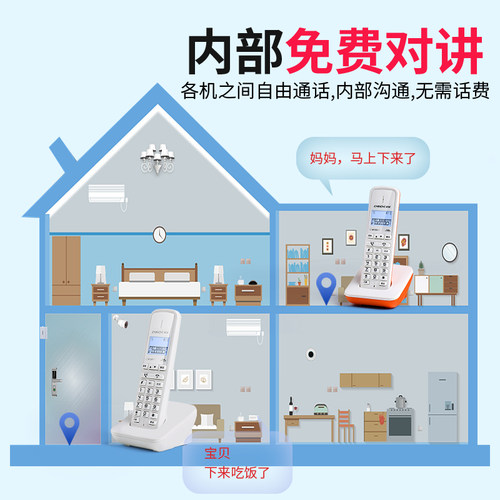 中诺数字无绳电话机 子母机座机家用办公无线坐机单机一拖一拖二 - 图1
