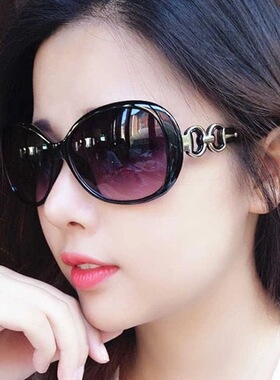 太阳镜女防紫外线韩版潮圆脸墨镜时尚大脸优雅中年妈妈款眼镜大框