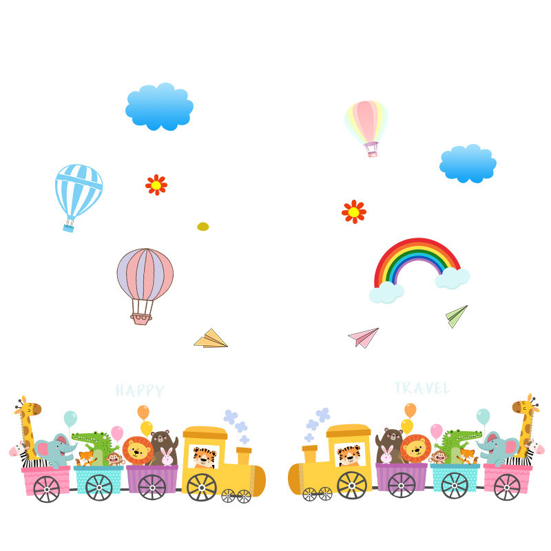 幼儿园环创班级窗户玻璃贴画小火车贴纸亲子餐厅静电无胶透明贴纸,淘宝优惠券,粉丝福利购,淘宝优惠卷