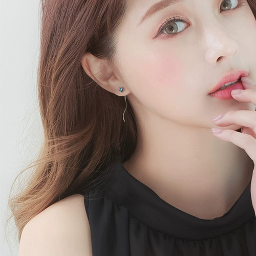 Милый волнистый голубой бриллиант, серьги, серебро 925 пробы, японские и корейские