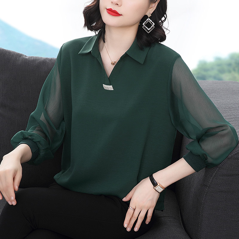 中年夏装小衫气质洋气遮肚子雪纺衫 茁美服饰T恤