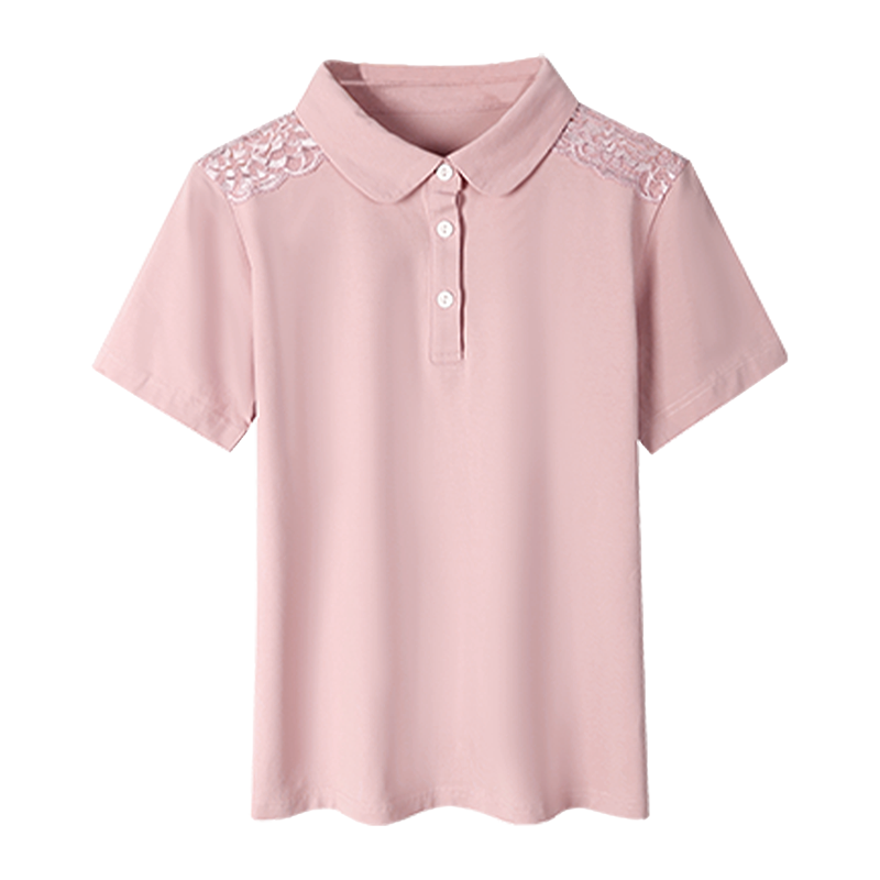 蕾丝夏季短袖洋气娃娃领雷丝polo衫 茁美服饰T恤
