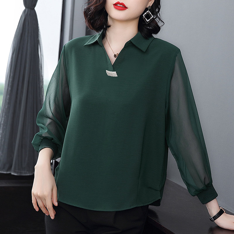 中年夏装小衫气质洋气遮肚子雪纺衫 茁美服饰T恤