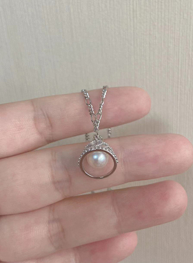 小肥珠宝纯银天然珍珠皇冠项链