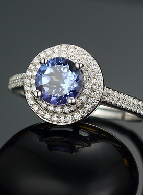 925银生日礼物天然坦桑石戒指