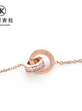 精致时尚双环扣简约项链幸运吉拉