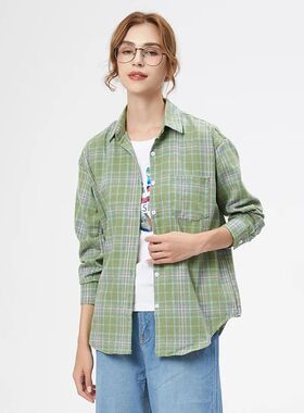 Casual Women's Plaid Shirt 2025 Spring Autumn New Ladies Loo
