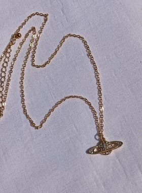 青岛外贸流行饰品欧美原单正品土星满钻星球质感气质小众精品项链