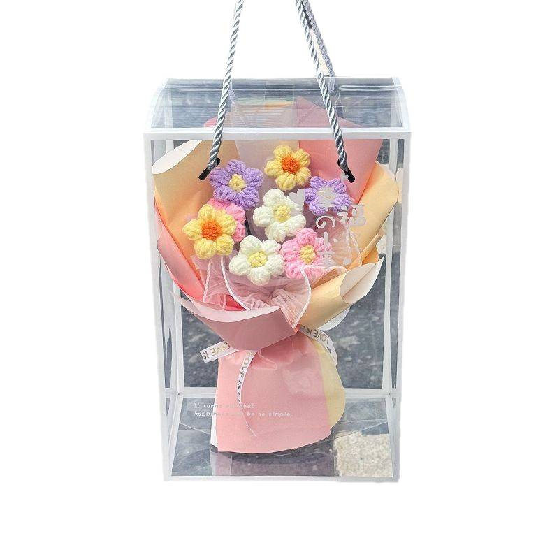 教师节情人节手工钩织仿真花泡芙毛线钩织花束礼盒伴手礼摆件,淘宝优惠券,粉丝福利购,淘宝优惠卷