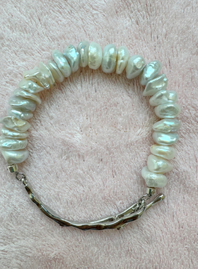 天然巴洛克叠打花瓣珠手链半链小众轻奢精致强光