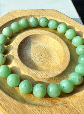 和田玉粉绿手串女款卡8mm手链