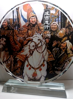 成吉思汗摆设纪念品礼物蒙古收藏品礼品铁木真像工艺品水晶摆件