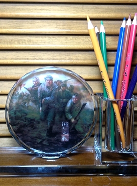 红军湘江战役摆设纪念品长征收藏品礼品周边工艺品水晶笔筒摆件