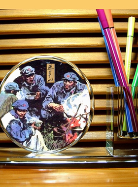 红军过草地纪念品摆设长征收藏品人偶模型工艺品礼品水晶笔筒摆件