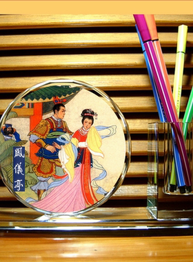 吕布貂蝉摆设模型纪念品礼物吕奉先收藏品装饰品人偶水晶笔筒摆件