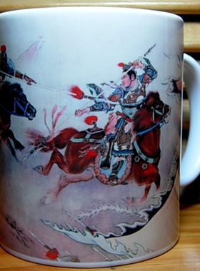 三英战吕布三国演义茶杯子张飞关羽刘备纪念品收藏品摆设摆件水杯