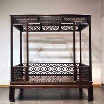 Lao great red and sour branches innate fine sea-tang-mouthed shelving bed bedroom Chinese retro log double bed