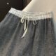 ໂສ້ງຂາກວ້າງຂອງກາງເກງ plaid stitching linen ຍີ່ປຸ່ນ ສໍາລັບ summer summer ແມ່ຍິງບາງສາຍຮັດແອວສູງ ຝ້າຍແລະ linen ສັ້ນກະທັດຮັດ