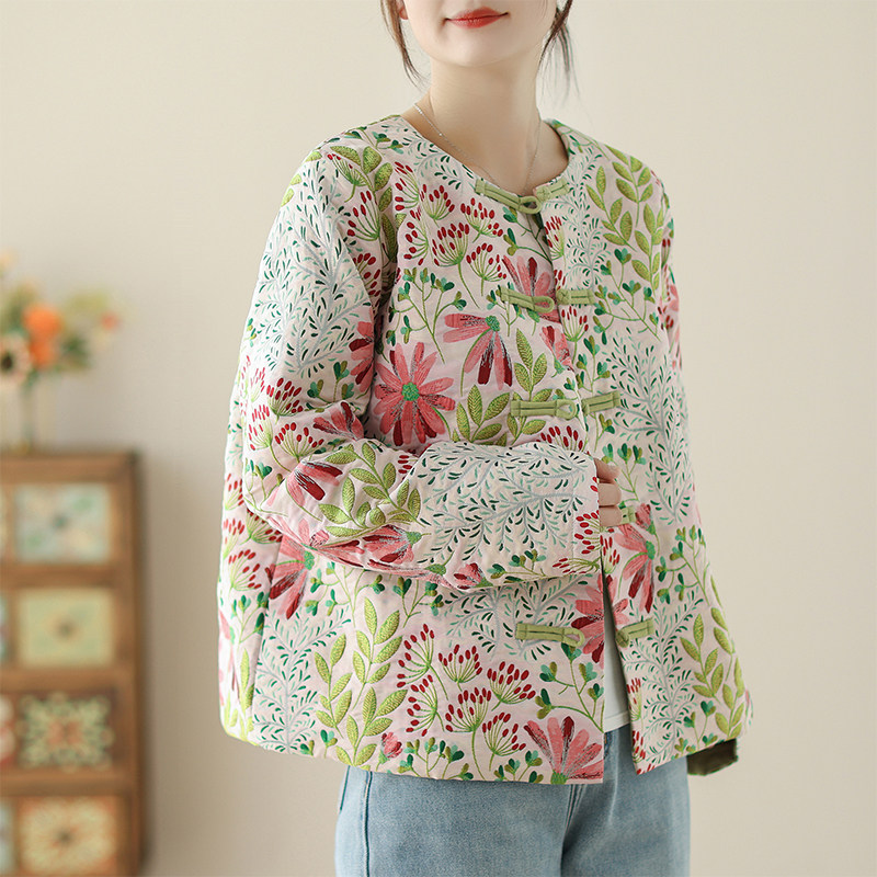 高端减龄碎花衬衫女秋冬款新中式民族风外套休闲宽松盘扣夹克上衣,淘宝优惠券,粉丝福利购,淘宝优惠卷