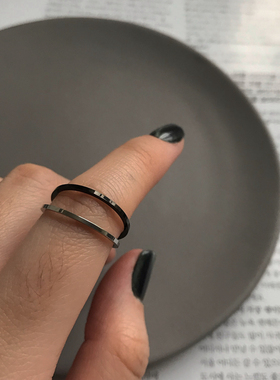 银色黑色韩国简约气质百搭戒指环